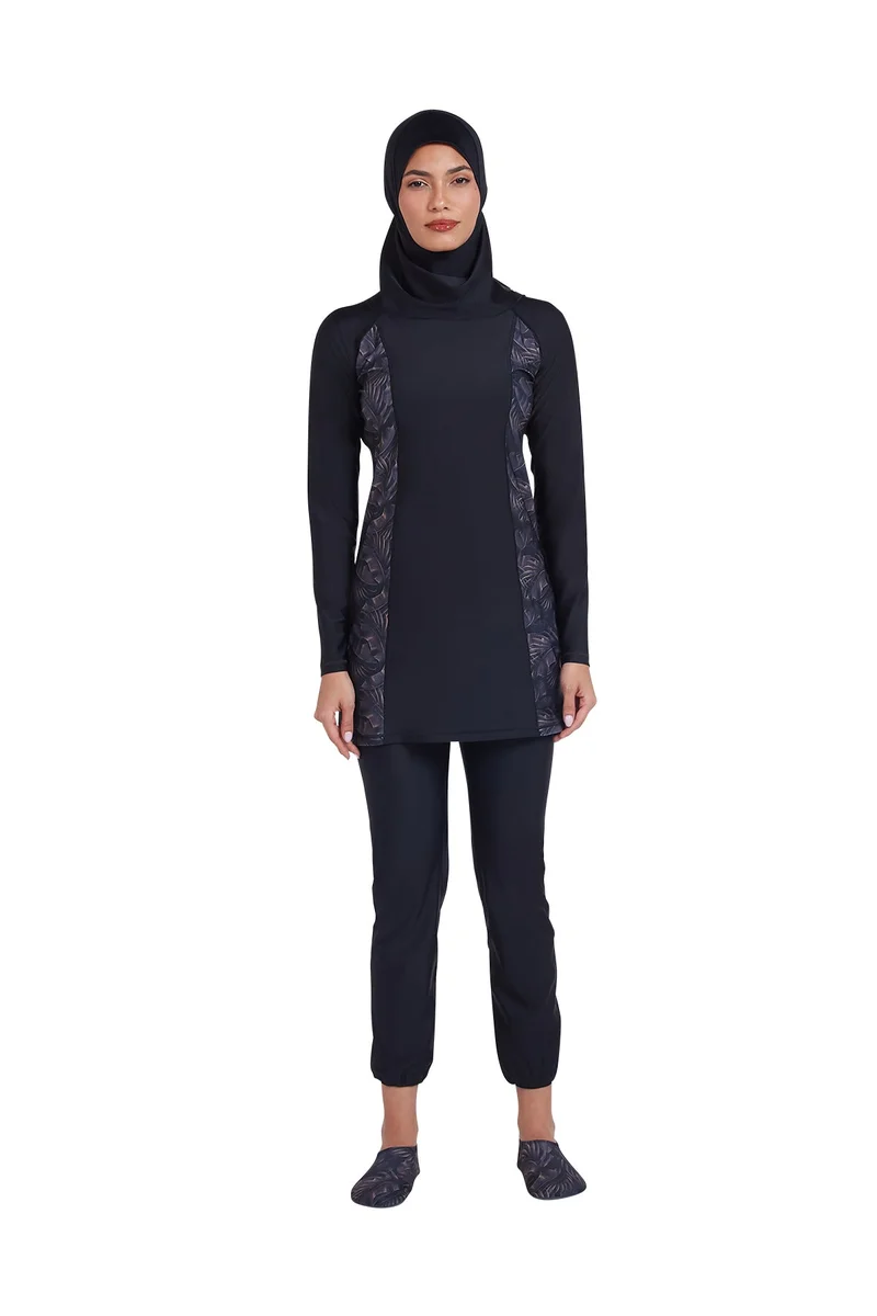 COEGA SUNWEAR  COEGA  Ladies Ladies Modest 3pc Swim Set - Nero Silver Tropical for Women | Best Price UAE